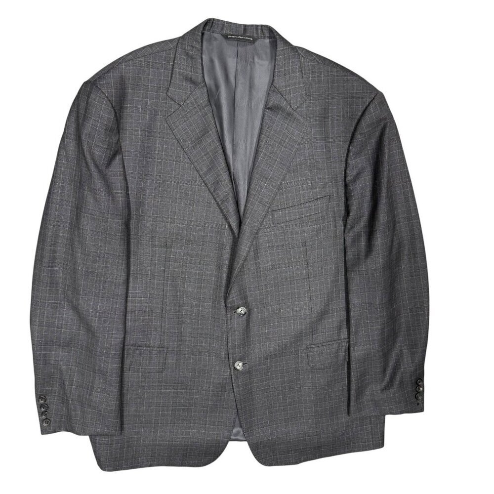 Samuelsohn Loro Piana Blazer Check Super 130's Wool Grey Sport Coat 46R